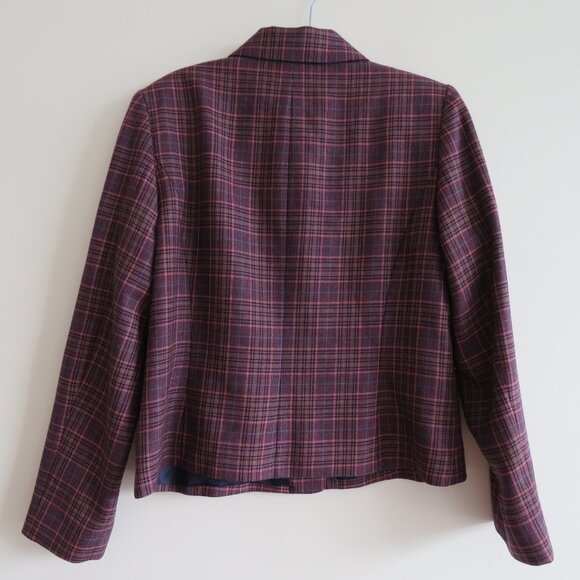 VINTAGE PENDLETON 100% Wool Plaid Blazer in Purple Academia Preppy - Size US 12 - Picture 10 of 15